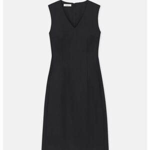Lafayette 148 New York Black V Neck Wool Sheath Dress Sleeveless Size 6